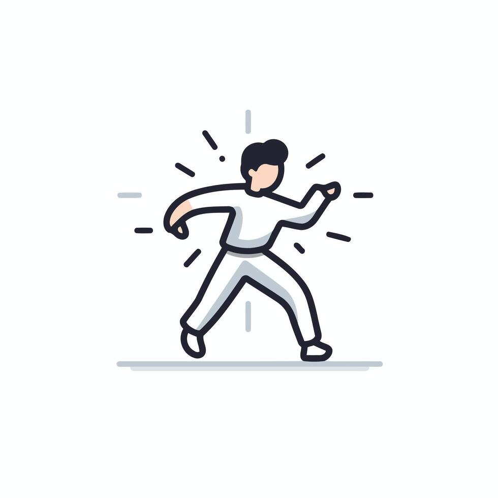Kung fuial arts kung fu line icon illustration vector