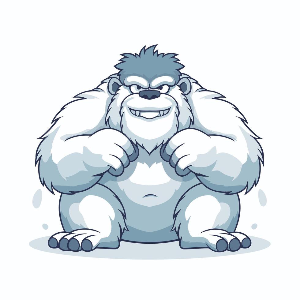 Mascot illustration of a happy gorilla sitting on white background vector
