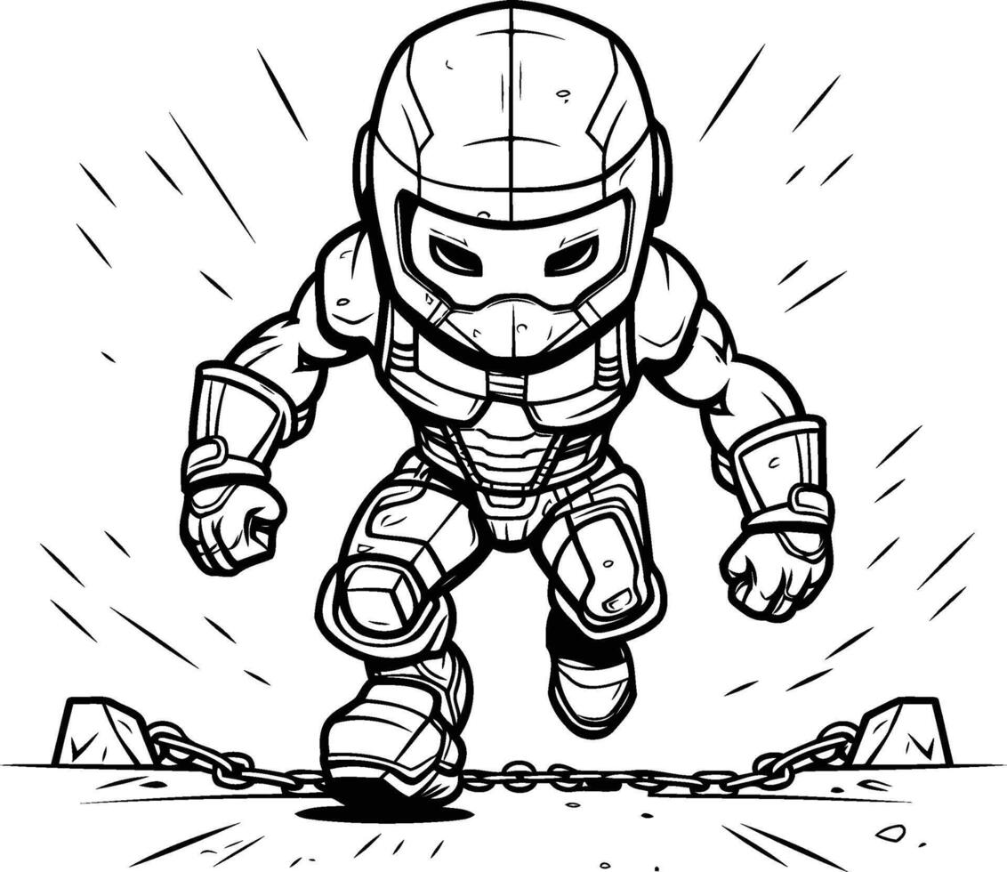 Mascot Illustration of a Robot or Cyborg Running with Chains vector