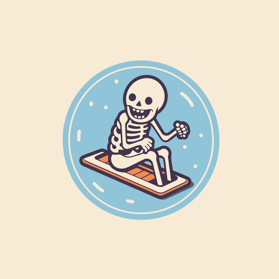 Skeleton on the phone illustration of a flat icon vector