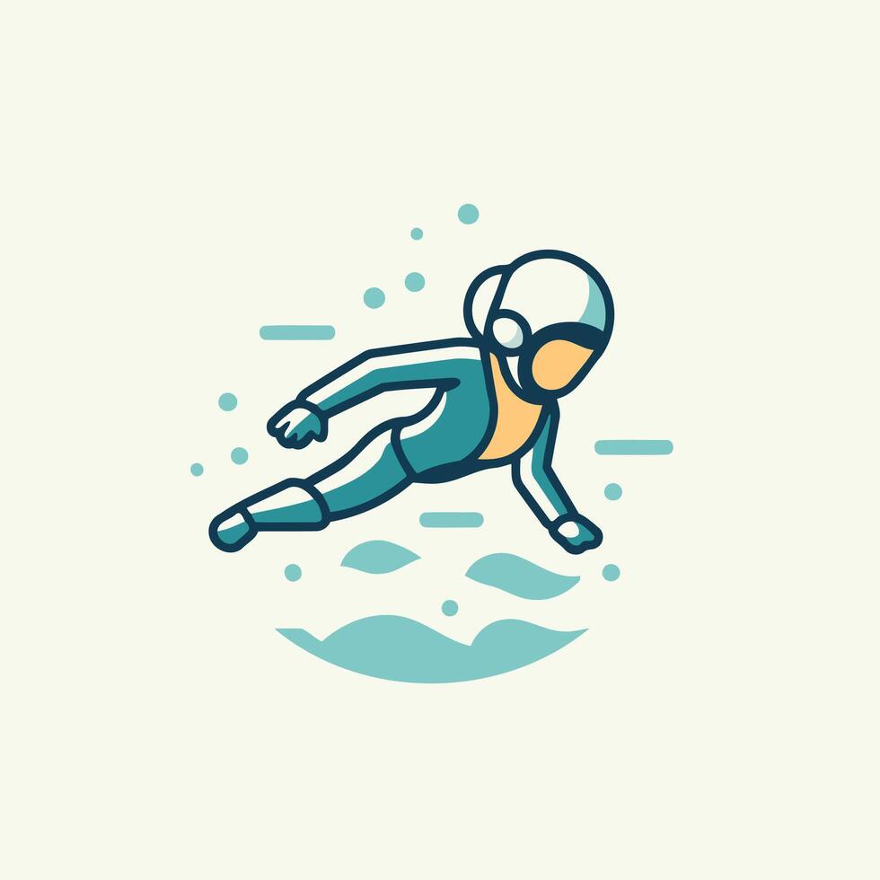 Diver illustration linear style design sport and diving icon vector