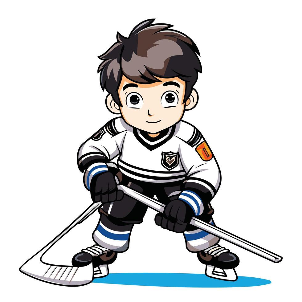 Hockey player illustration of a cartoon hockey player on ice vector