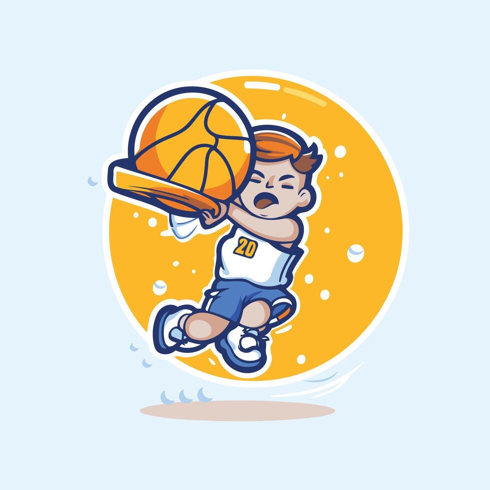 Basketball player with ball illustration in a flat style vector