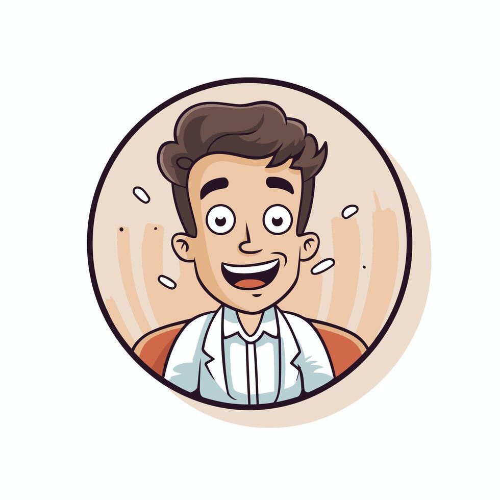 illustration of a young man with a funny face in a circle vector