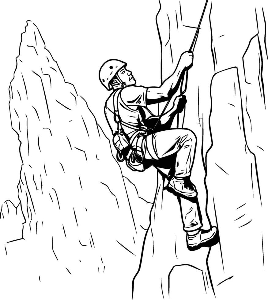 Climber on a cliff illustration of a man climbing vector