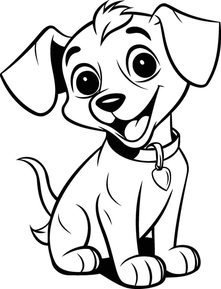 Dachshund Puppy Black and White Cartoon Illustration vector