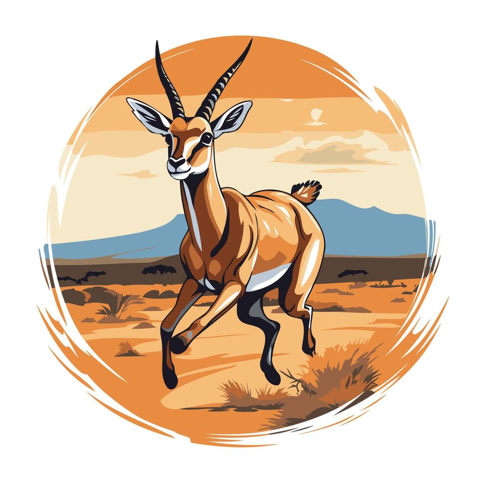 Antelope in the savannah illustration of antelope in the savannah vector