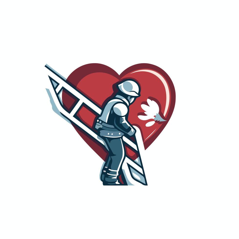 Ski club emblem with skier and heart illustration vector