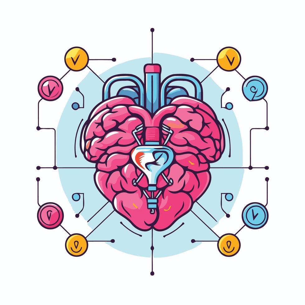 Brain and lightbulb Brainstorming concept illustration vector