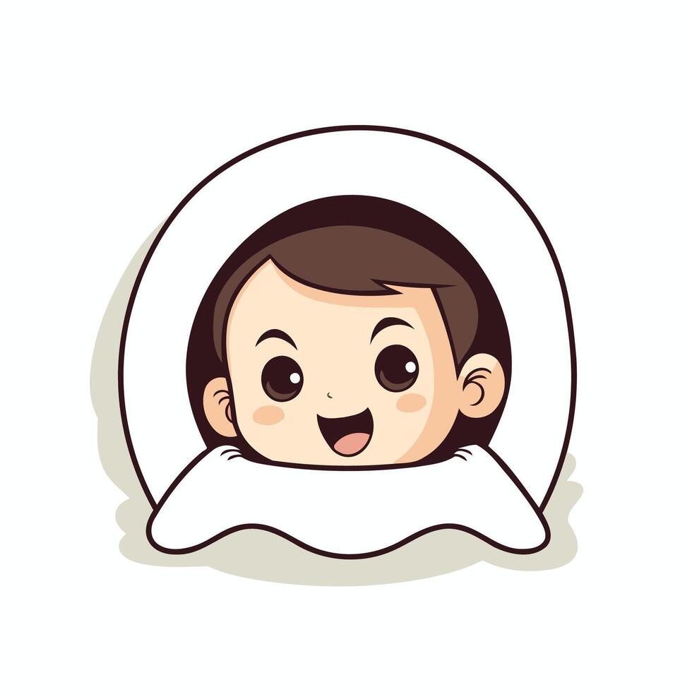 cute boy face cartoon illustration eps10 graphic design vector