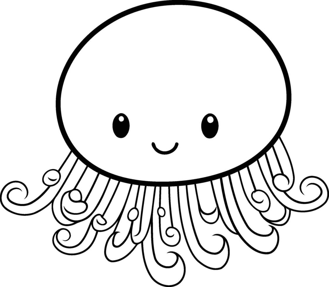 cute jellyfish sea animal kawaii character element illustration design vector