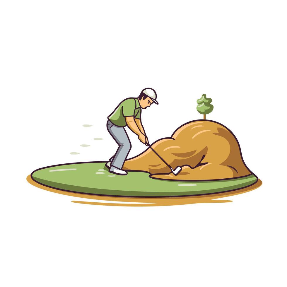 Golf player on the green grass Flat style illustration vector