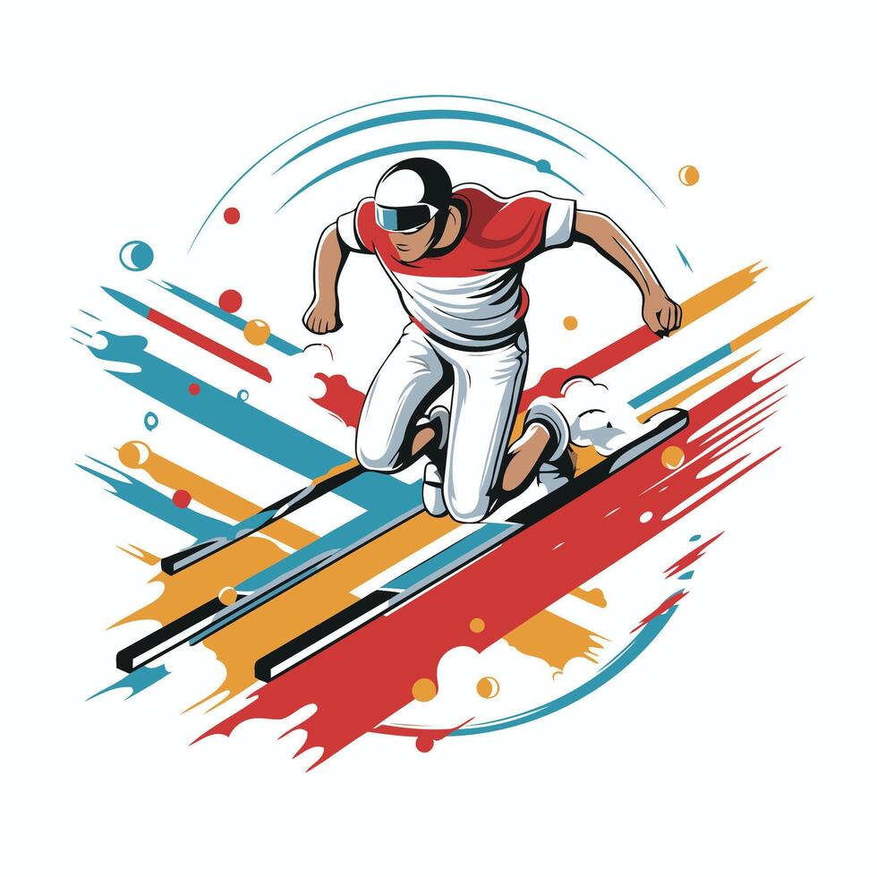 Skiing man illustration isolated on a white background vector