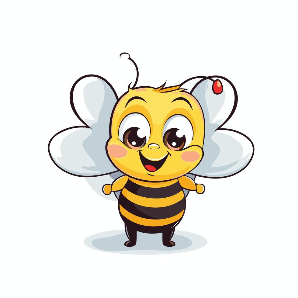 Cute cartoon bee character illustration isolated on white background vector