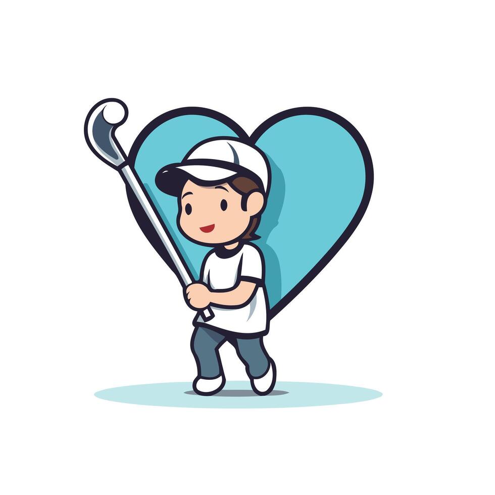 Golfer holding a wrench and a heart illustration vector