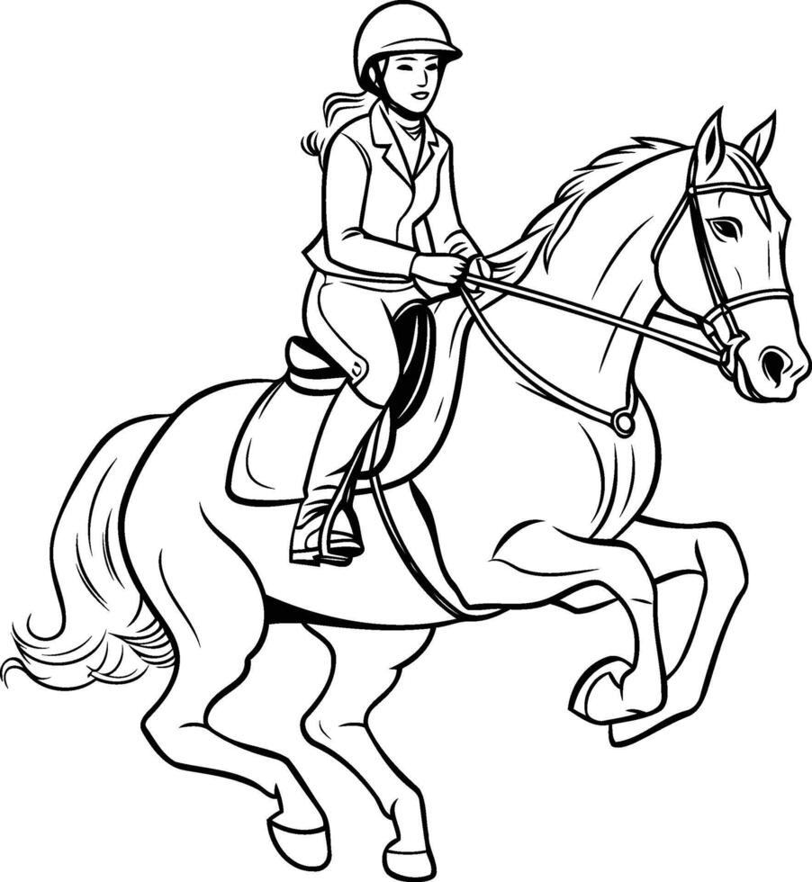 Illustration of a jockey riding a horse on white background vector