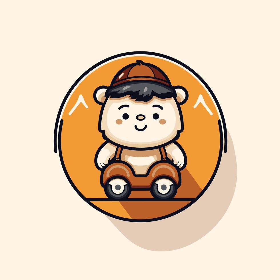 Cute boy riding a quad bike illustration in flat style vector