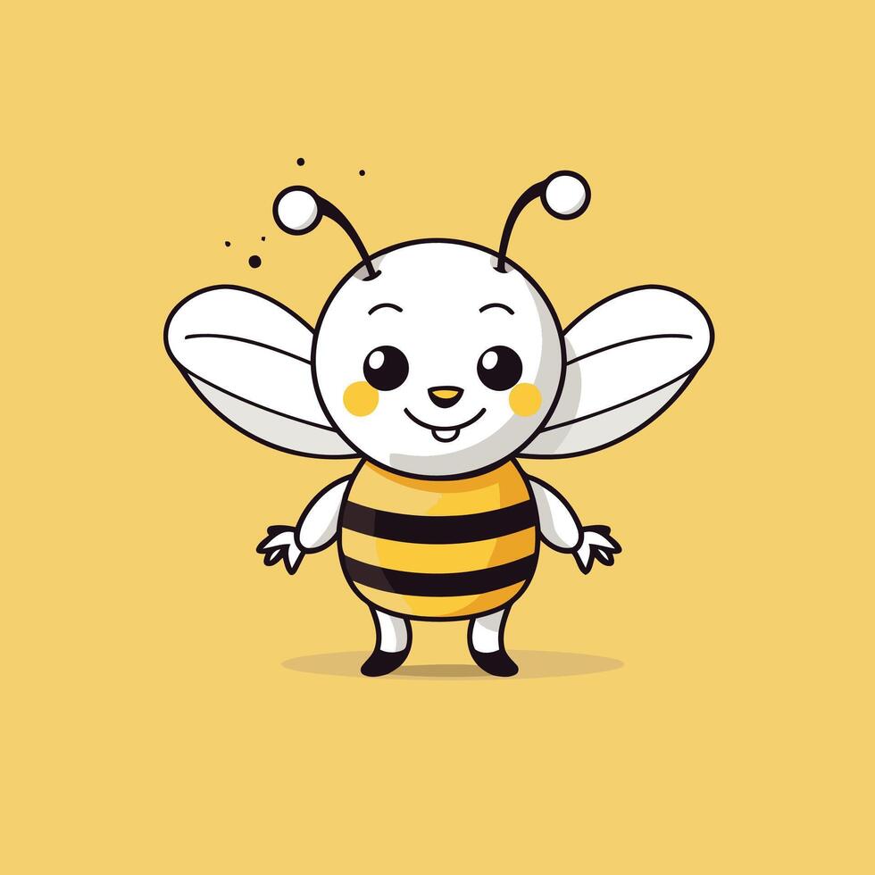 Cute cartoon bee character illustration Flat design style vector