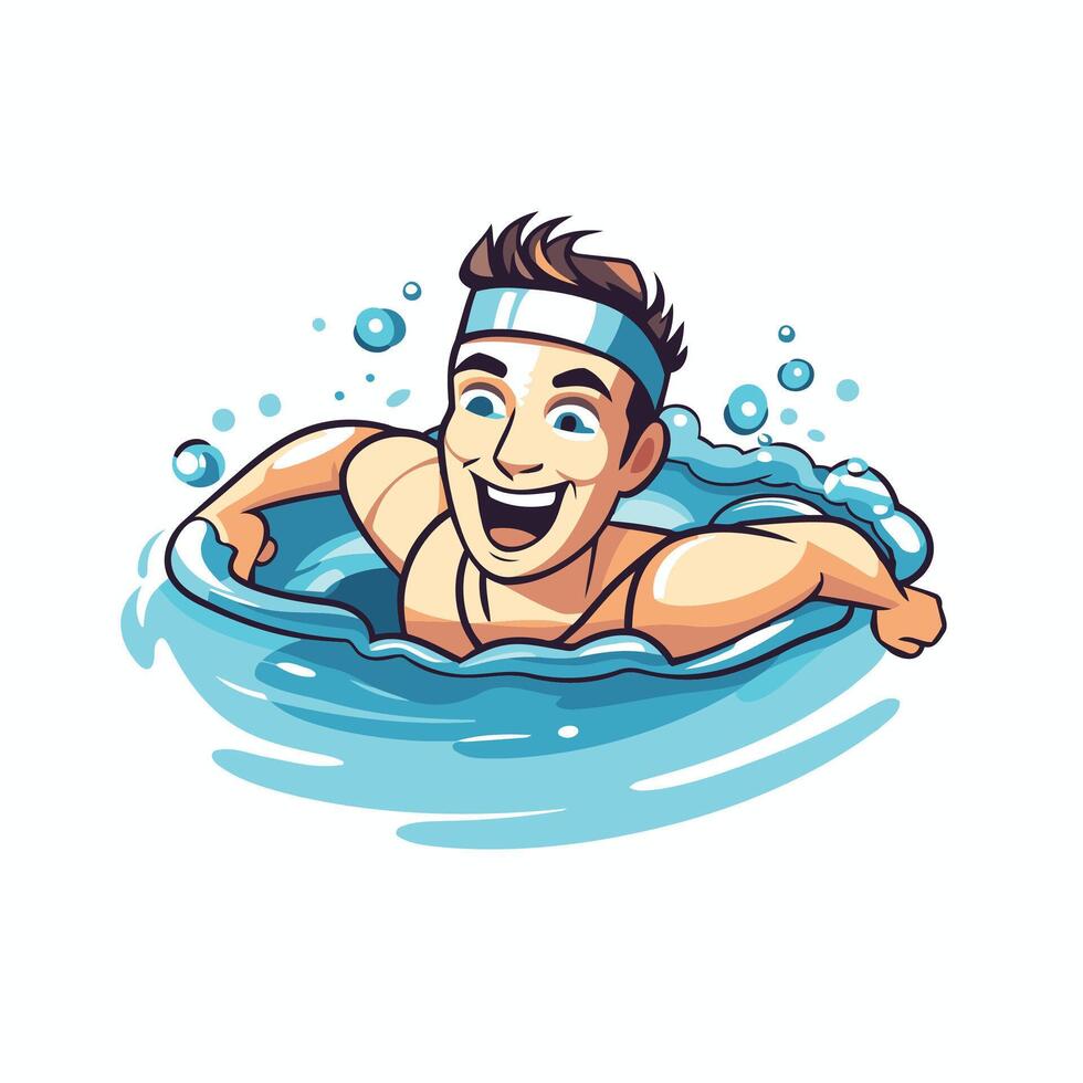 Swimmer in the pool illustration isolated on white background vector