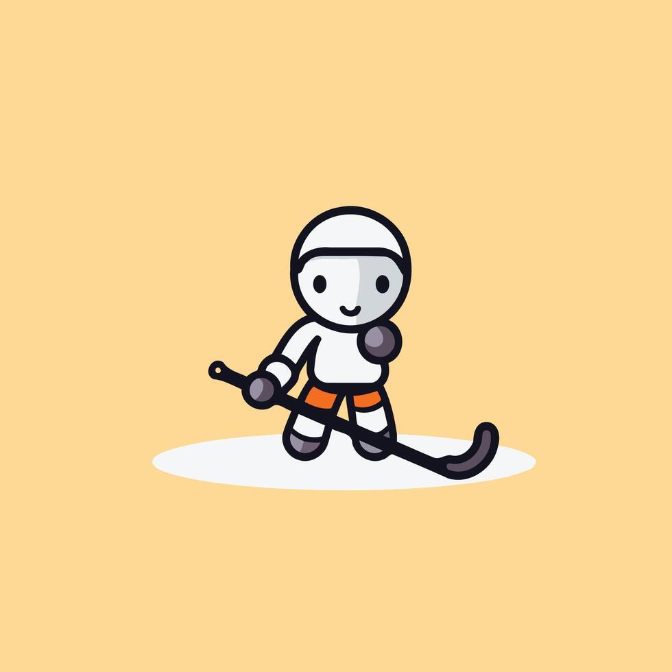 Cartoon hockey player illustration of a hockey player with a stick vector