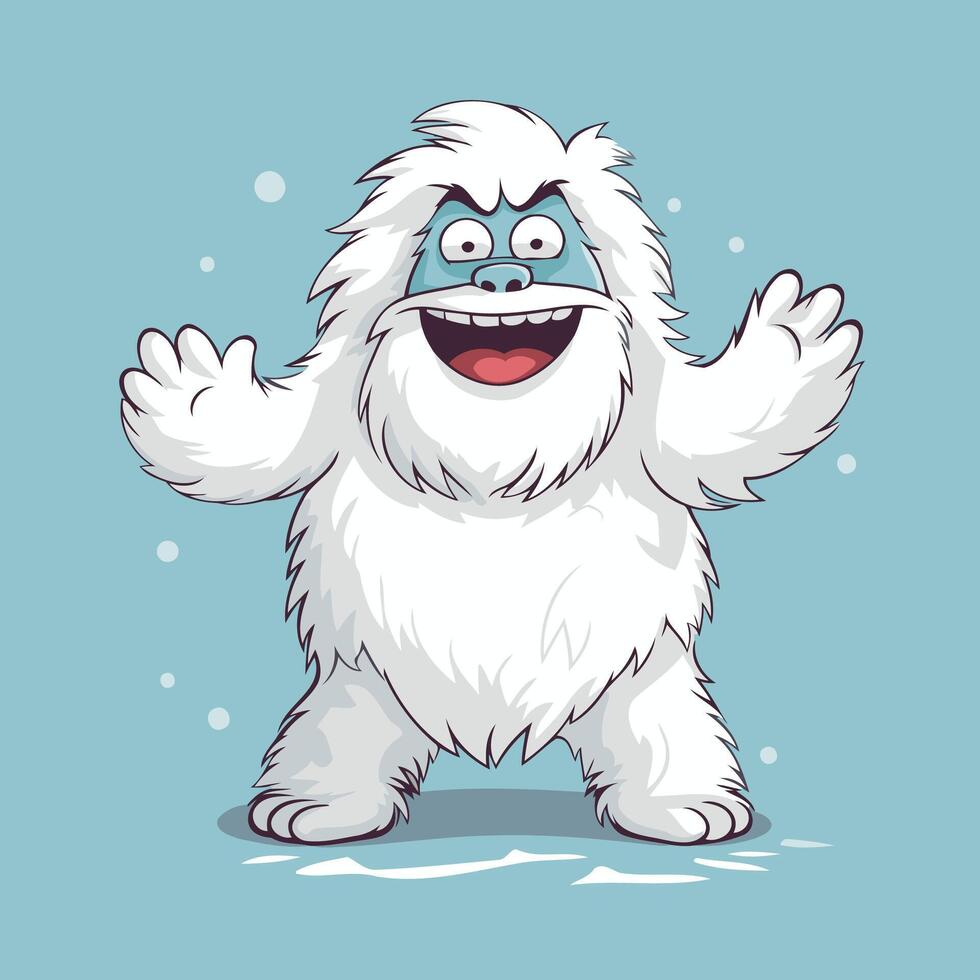 funny cartoon white dog on a blue background with snowflakes vector