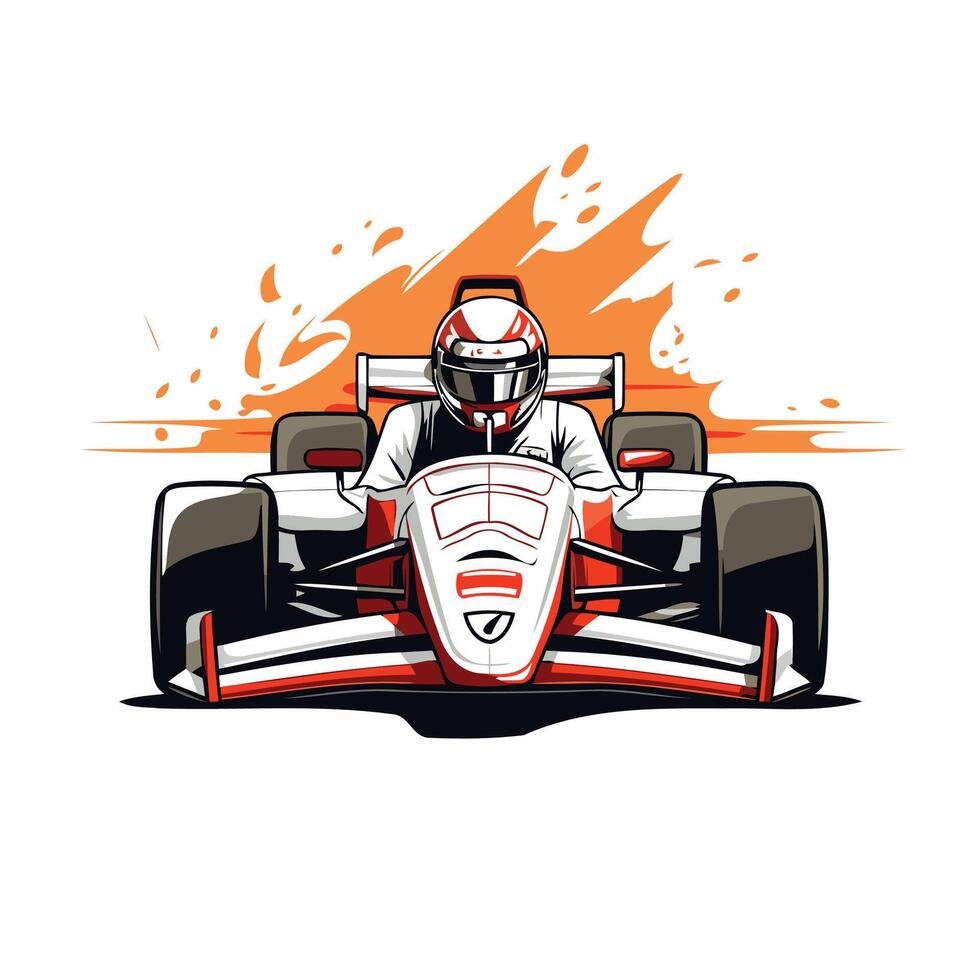 Racing car driver on track illustration for your design vector