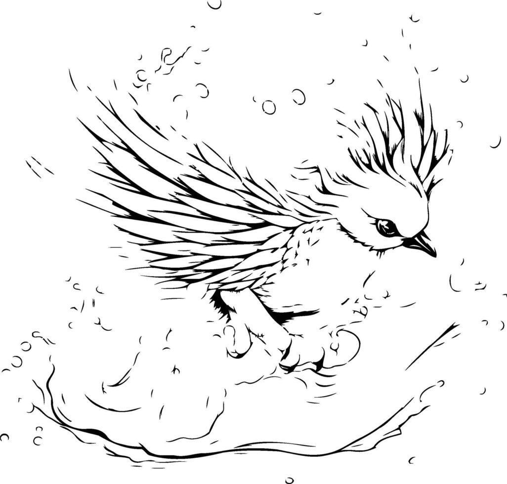 Hand drawn sketch of a flying bird illustration on white background vector