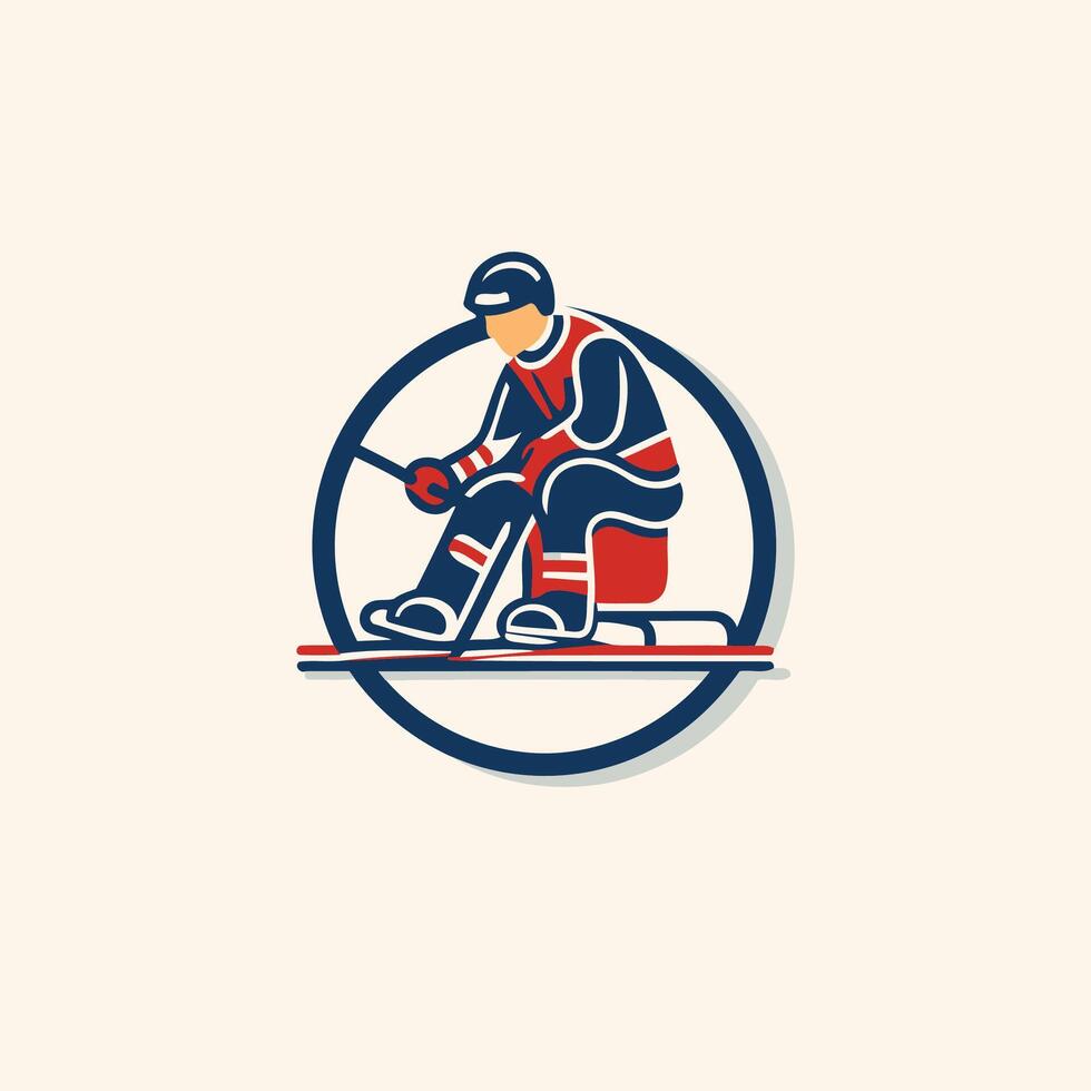 Ice hockey player logo design illustration Ice hockey player logo vector