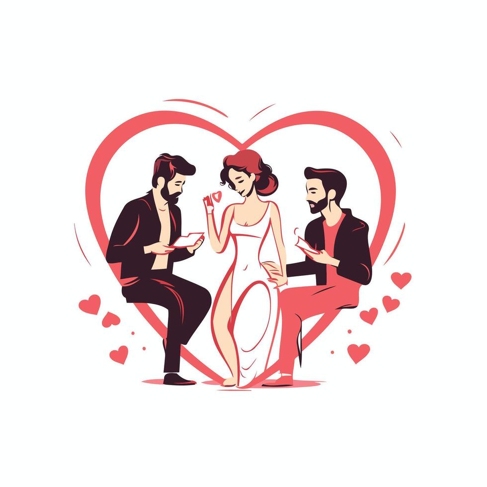 Romantic couple in love man and woman in love illustration vector