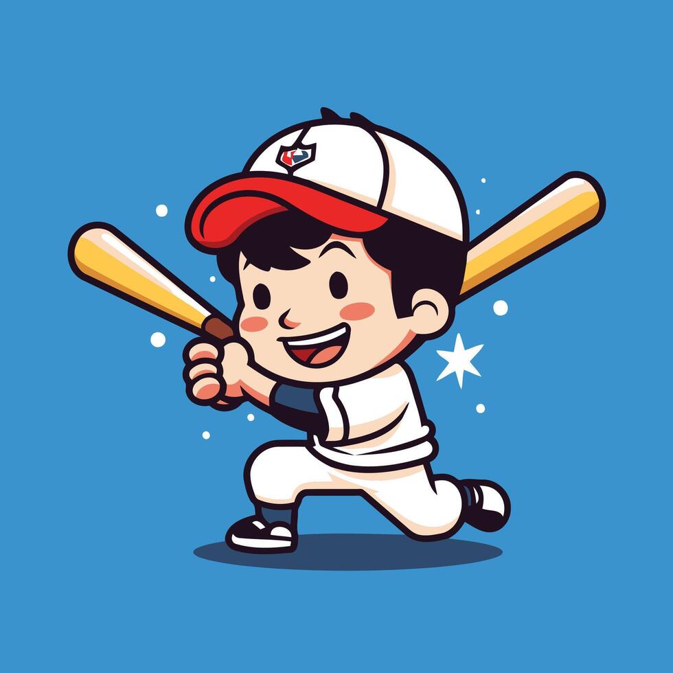 Baseball Player Boy Cartoon Mascot Character element Illustration Design vector