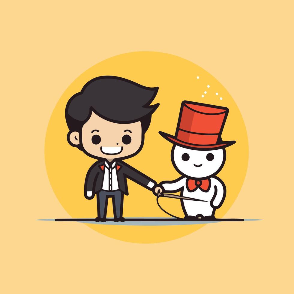Businessman walking with his friend illustration in cartoon style vector