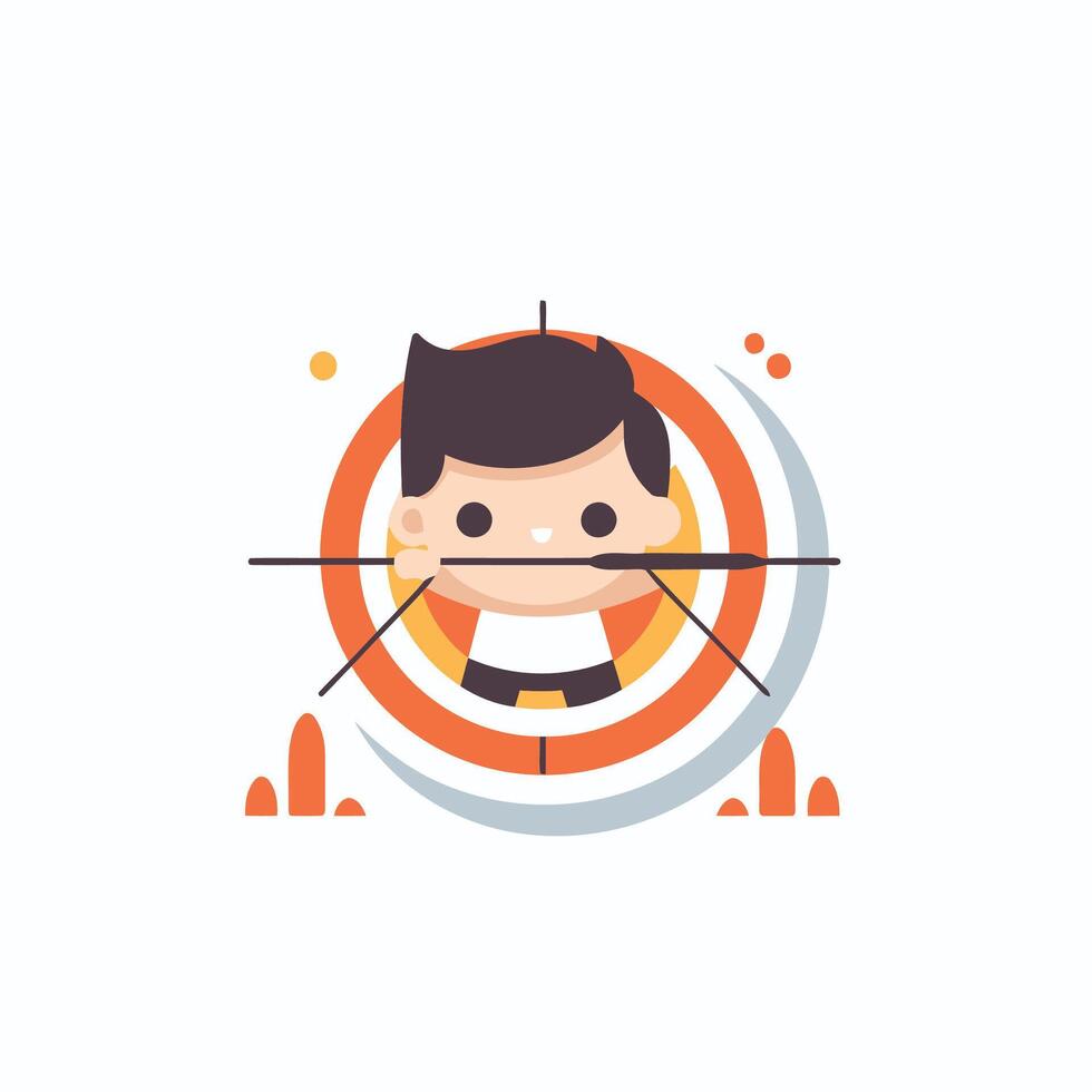 Businessman aiming at target illustration in flat design style vector