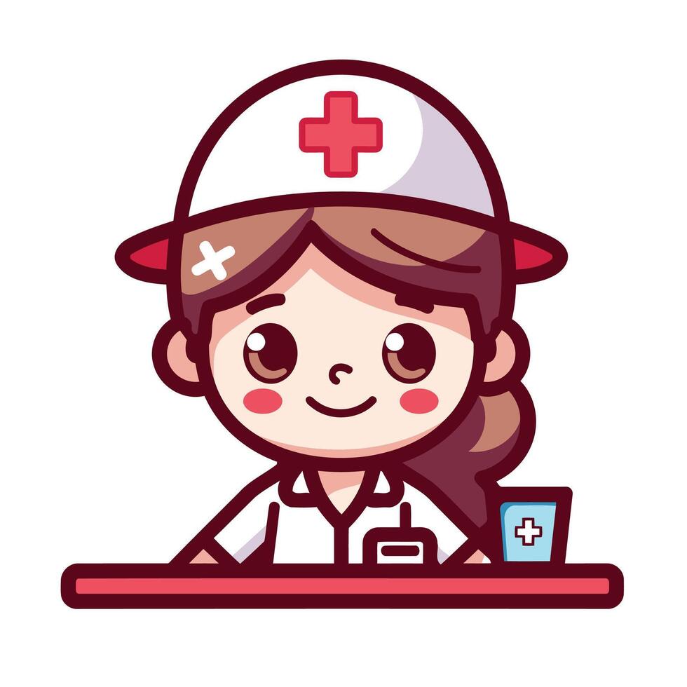 cute nurse cartoon character element illustration design graphic art doodle vector