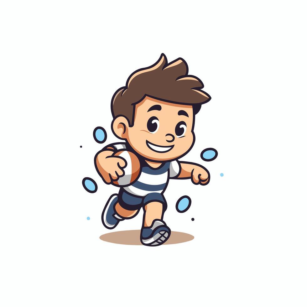 Cute little boy running cartoon element Illustration on a white background vector