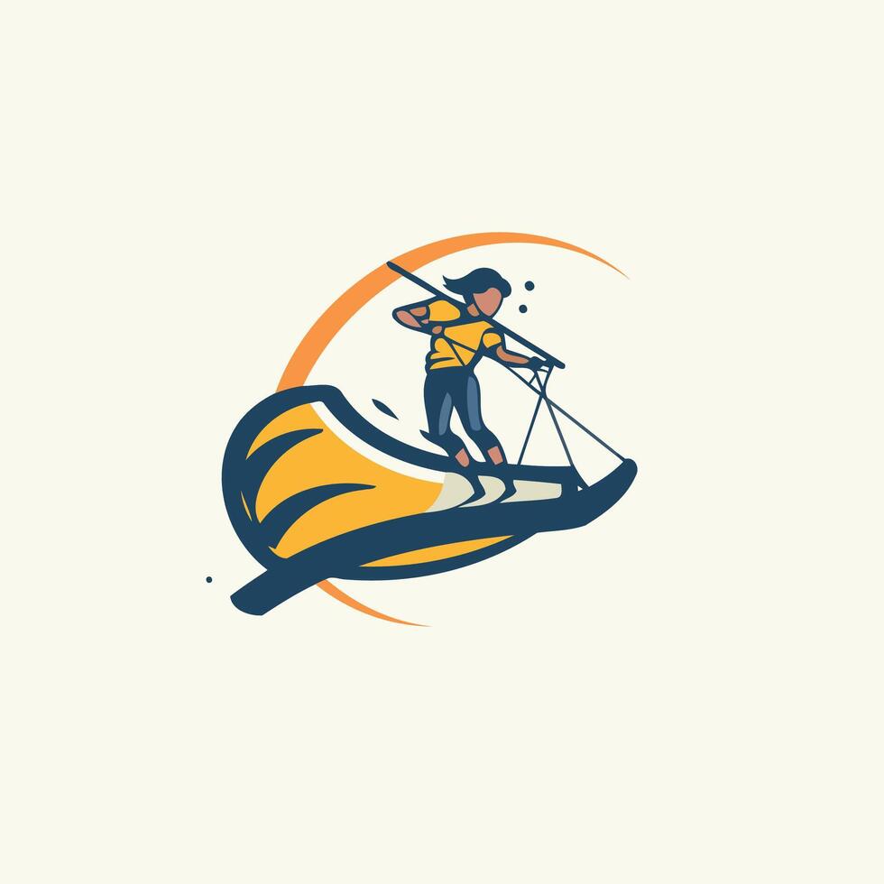 Windsurfing logo design template Windsurfing icon vector