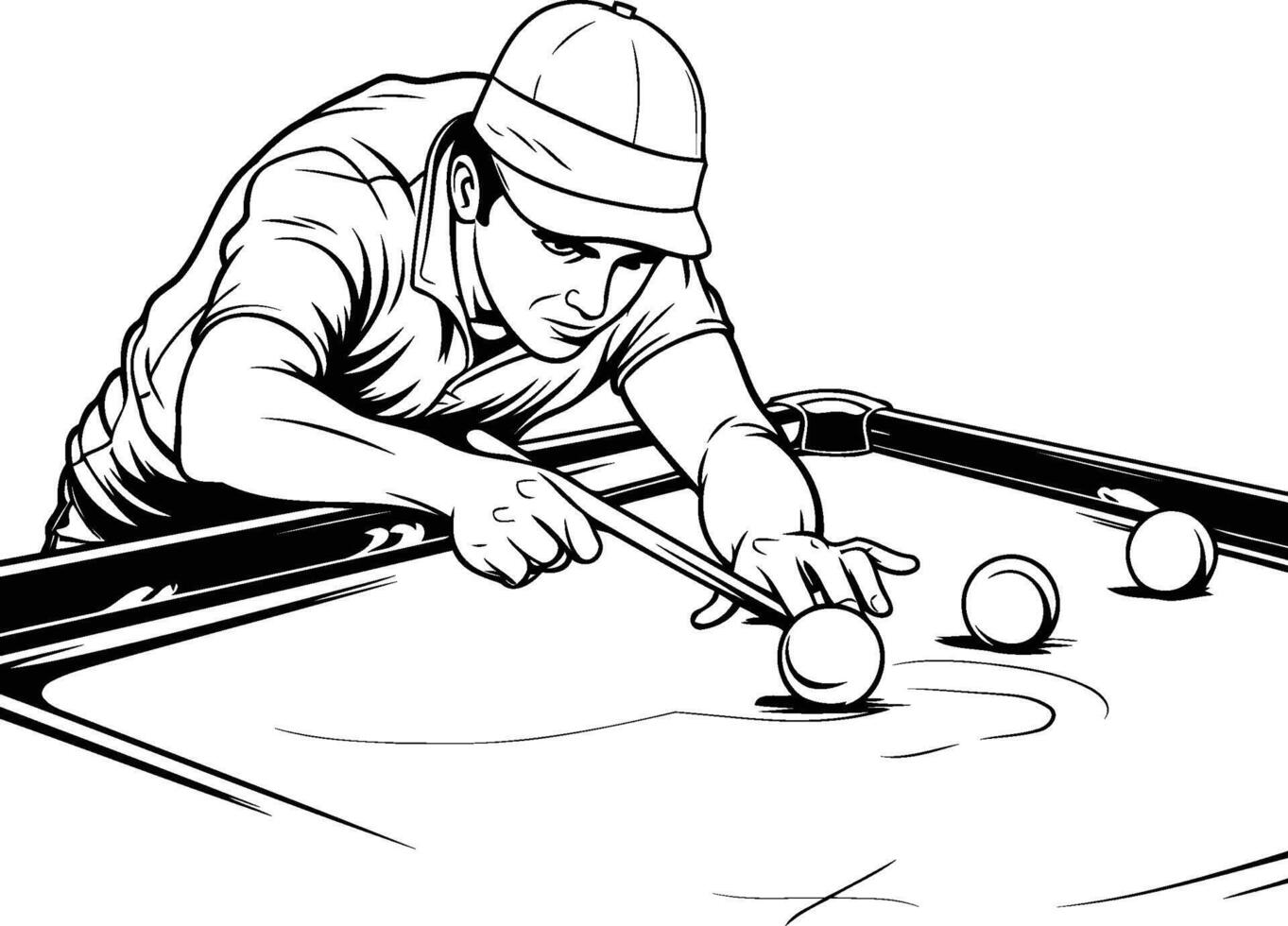 Illustration of a snooker player playing billiards vector