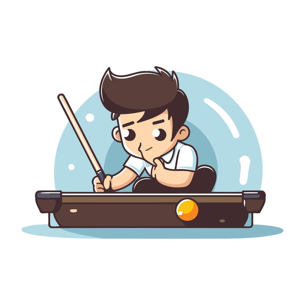 Boy playing billiards illustration of a boy playing billiards vector