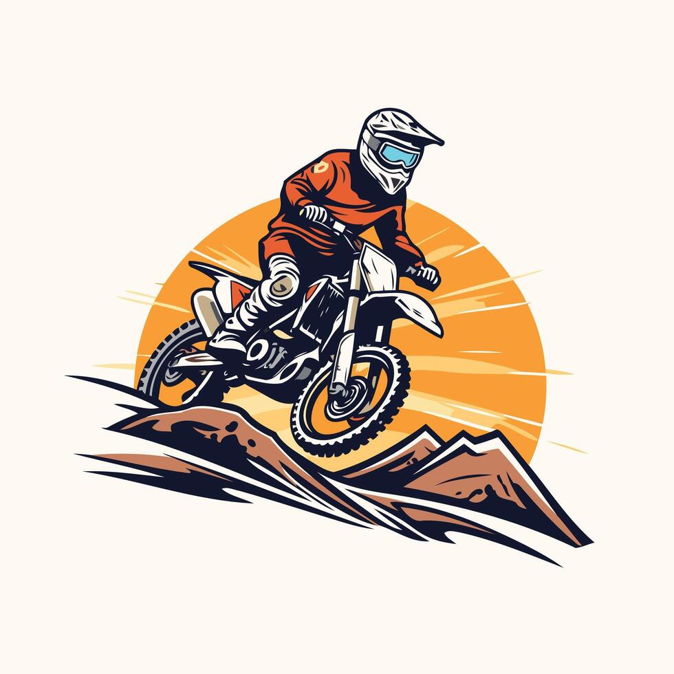 Motocross rider on the motocross track illustration vector