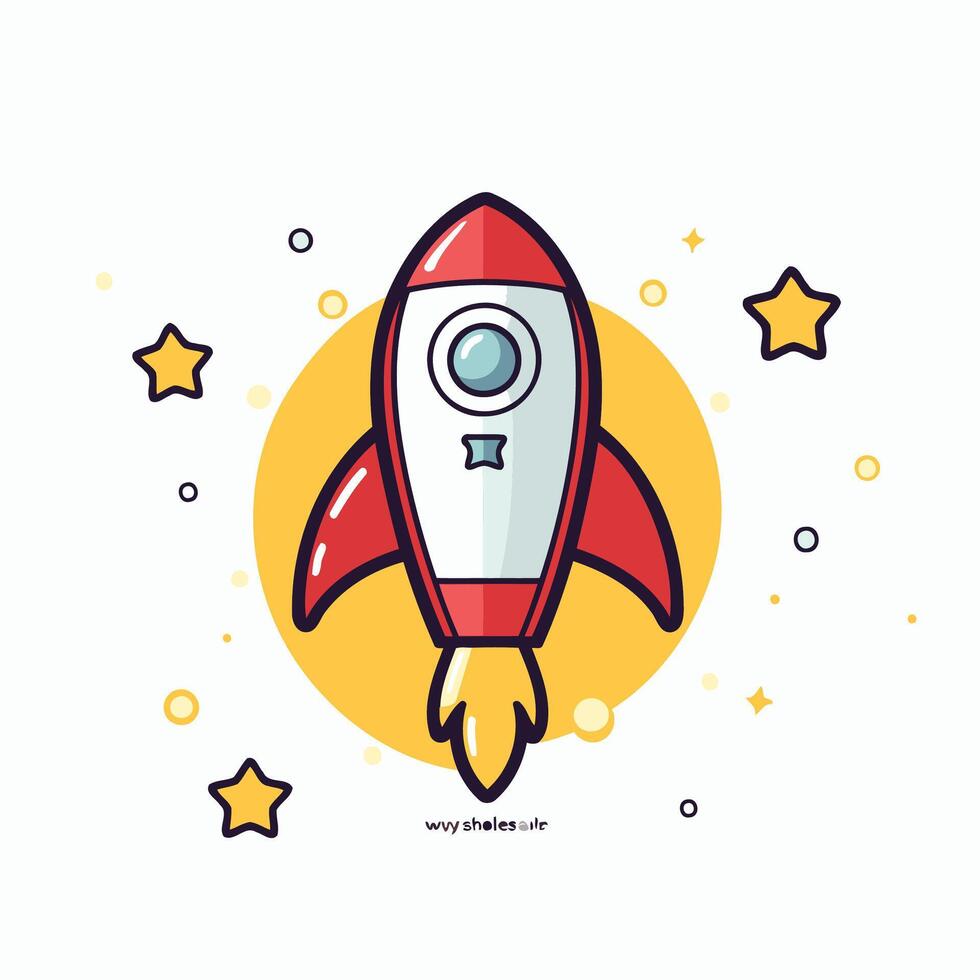 Rocket line icon flat design illustration eps 10 vector
