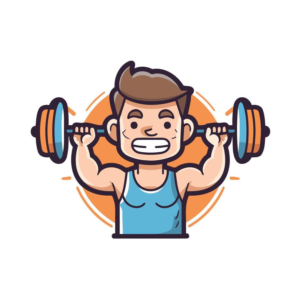 Man with dumbbells Flat style illustration on white background vector