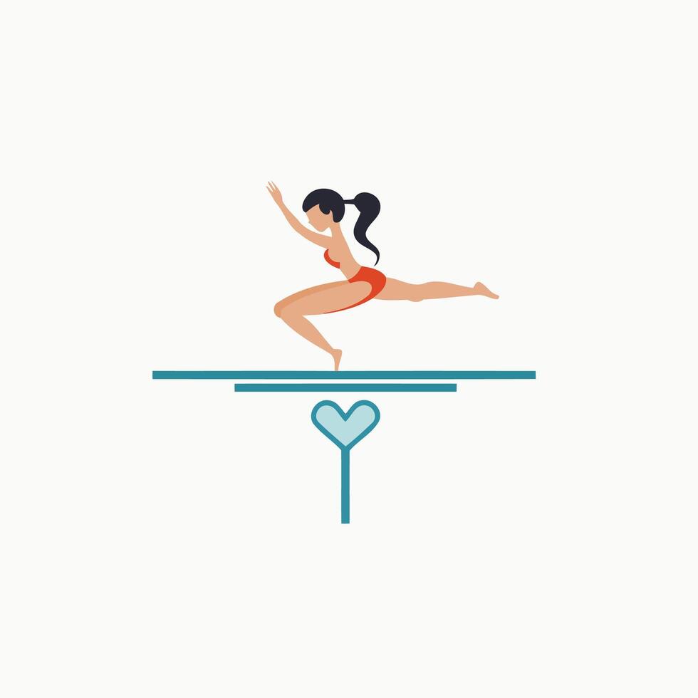 illustration of a woman in a swimsuit on a diving board vector