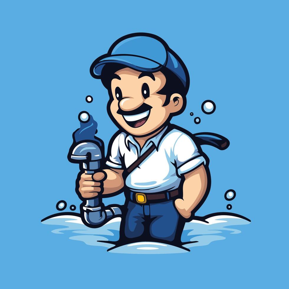 illustration of a plumber with a wrench in his hand vector