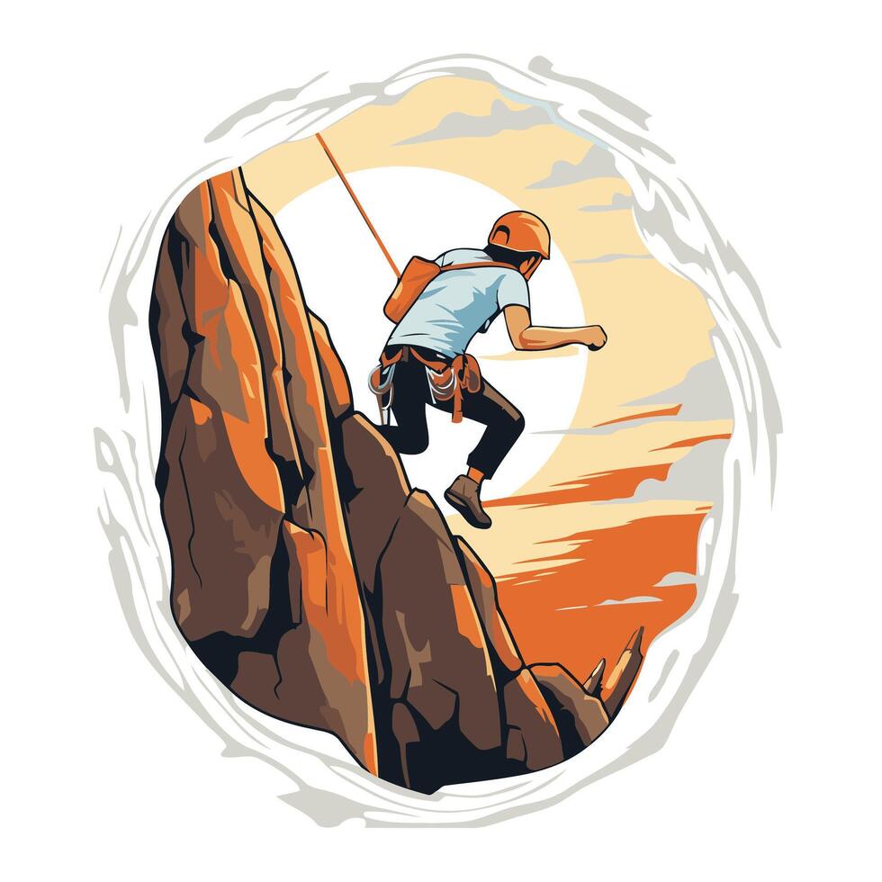 Climbing illustration Rock climber on a rock vector
