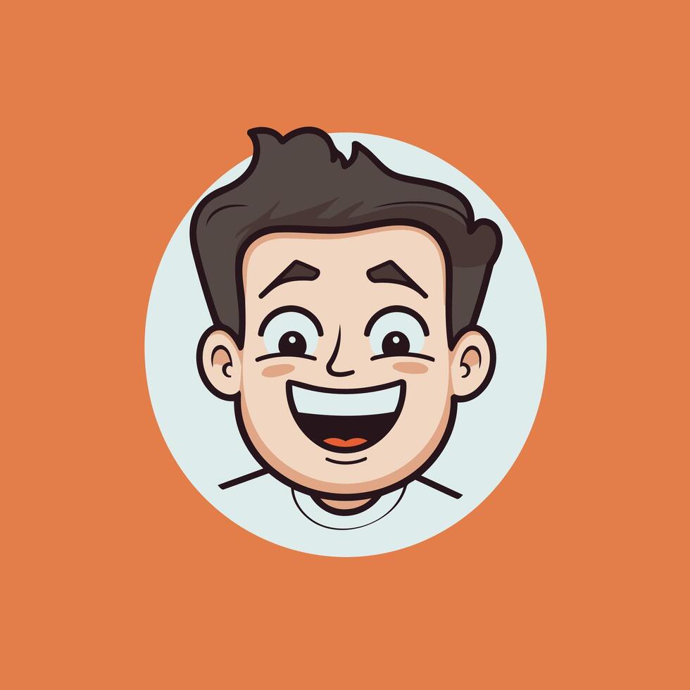 Smiling man face illustration in cartoon style Isolated on orange background vector