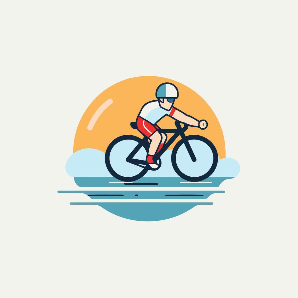 Cyclist riding on the road Flat style illustration vector