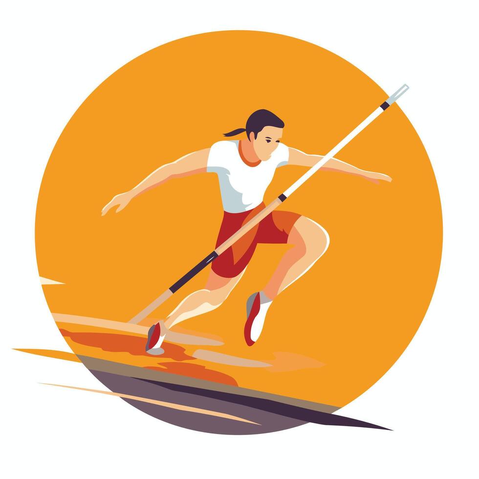 Athlete in running race Flat illustration on white background vector