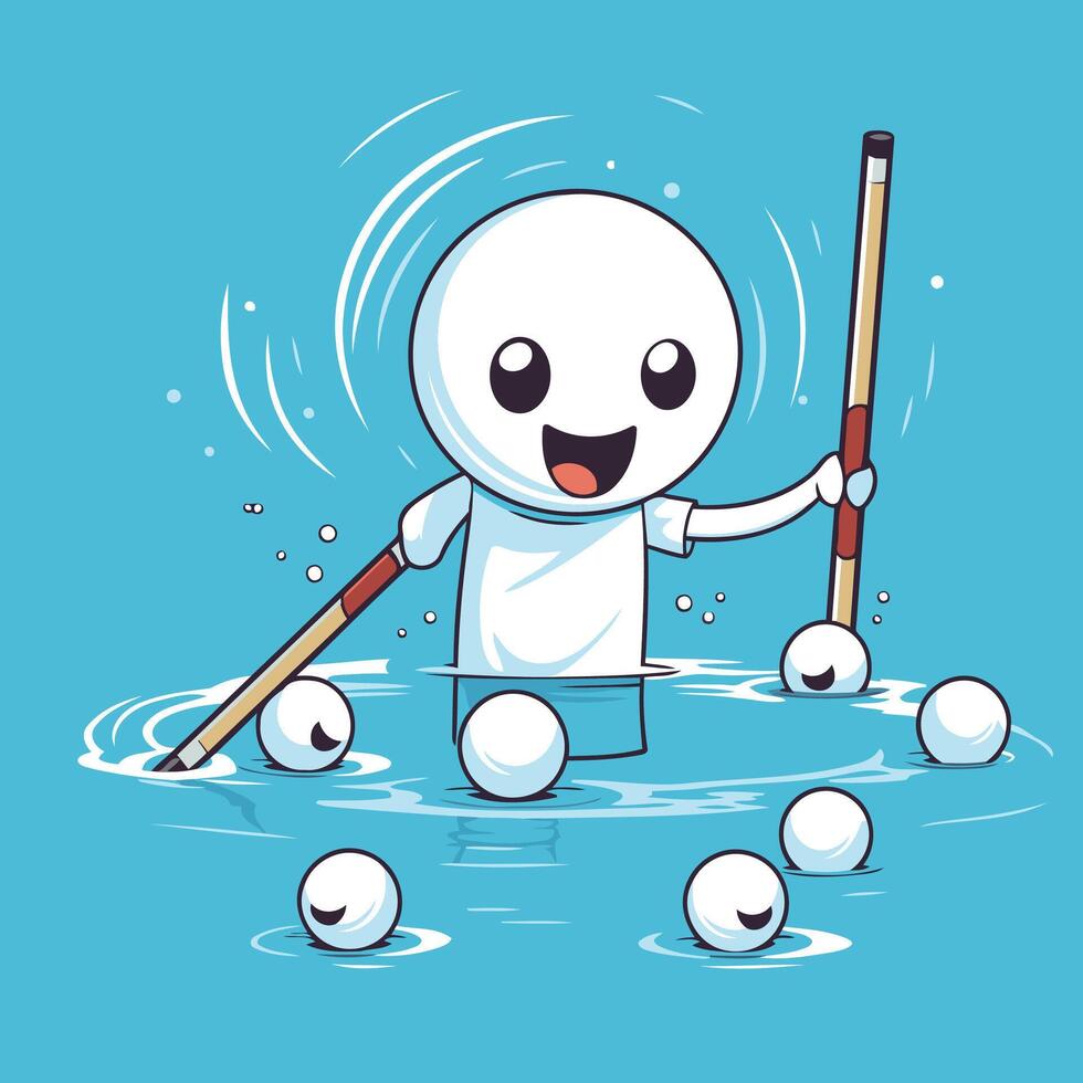 snowman playing ice hockey illustration eps10 vector