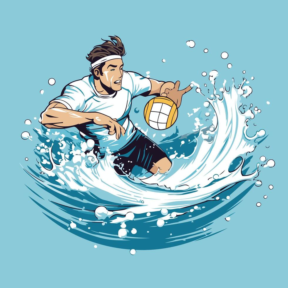 Water polo player illustration of a water polo player vector