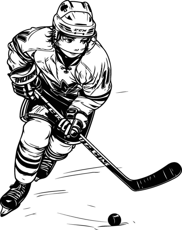 Hockey player in action illustration of a hockey player vector