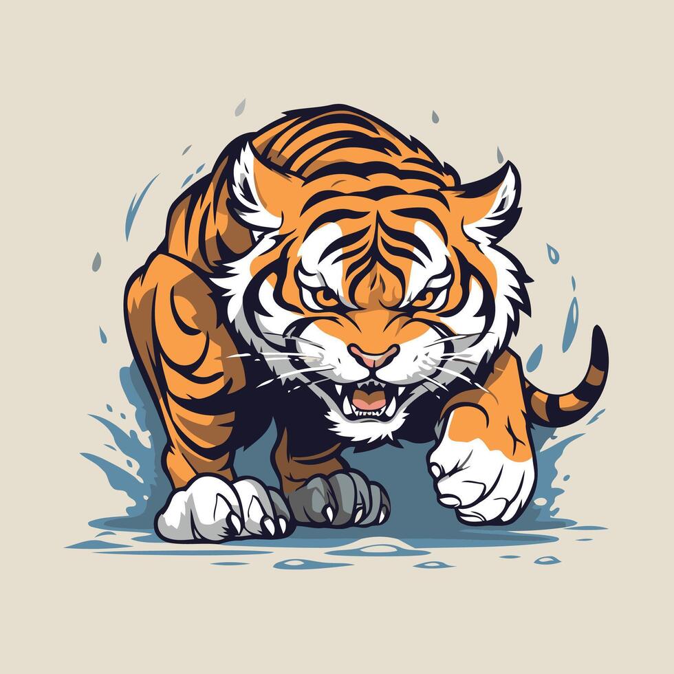 illustration of a tiger head mascot for t shirt design vector